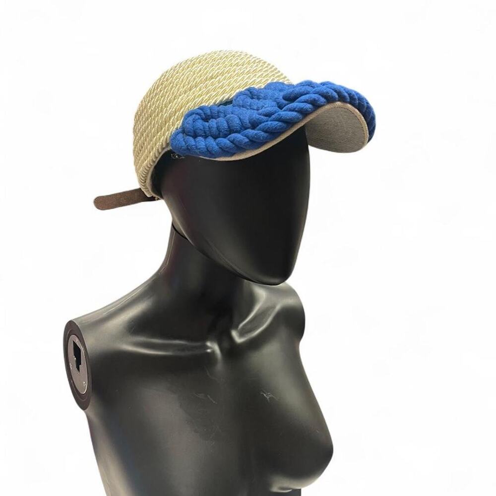 Blue and cream rope knit